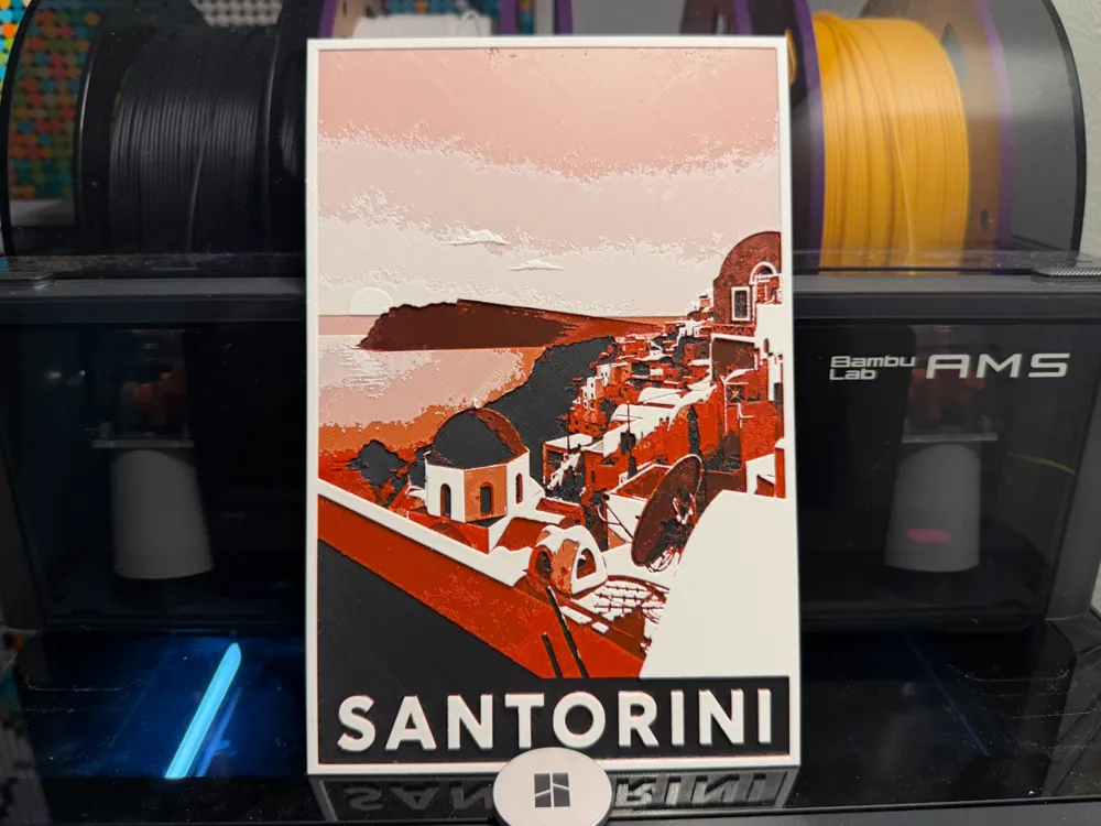 Santorini Greece HueForge Poster Santorini Greece HueForge Poster