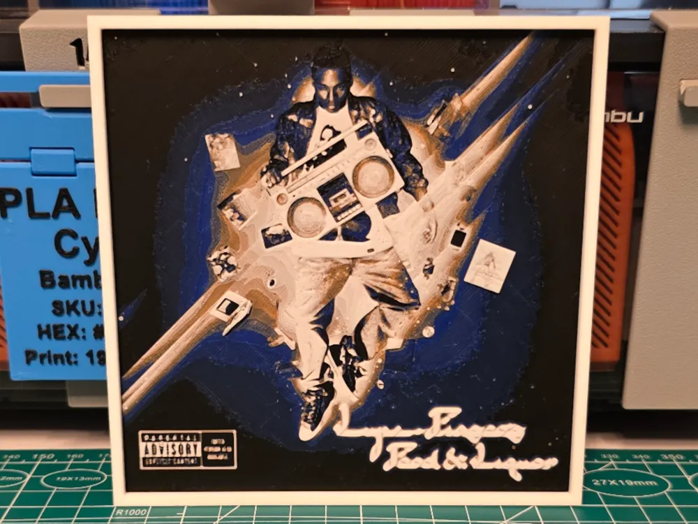 Lupe Fiasco "Food & Liquor" Album - Hueforge Art by Lumpy3D HueForge model: Lupe Fiasco "Food & Liquor" Album - Hueforge Art by Lumpy3D