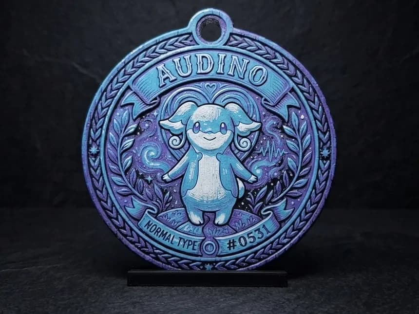 Audino #0531 - Pokemon Ornament by LED HueForge model: Audino #0531 - Pokemon Ornament by LED