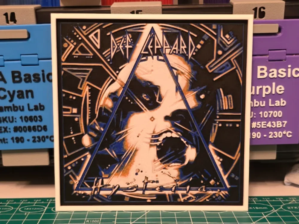 Def Leppard "Hysteria" Album - Hueforge Art by Lumpy3D HueForge model: Def Leppard "Hysteria" Album - Hueforge Art by Lumpy3D