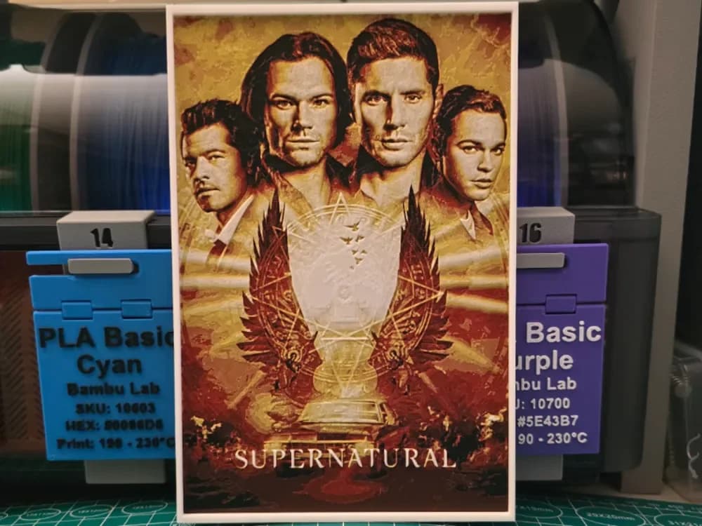 Supernatural Poster - Hueforge Art by Lumpy3D HueForge model: Supernatural Poster - Hueforge Art by Lumpy3D