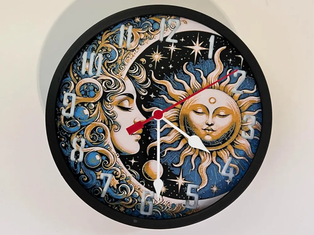HueForge model: Customizable Clock - Celestial Sun Moon by 3djd