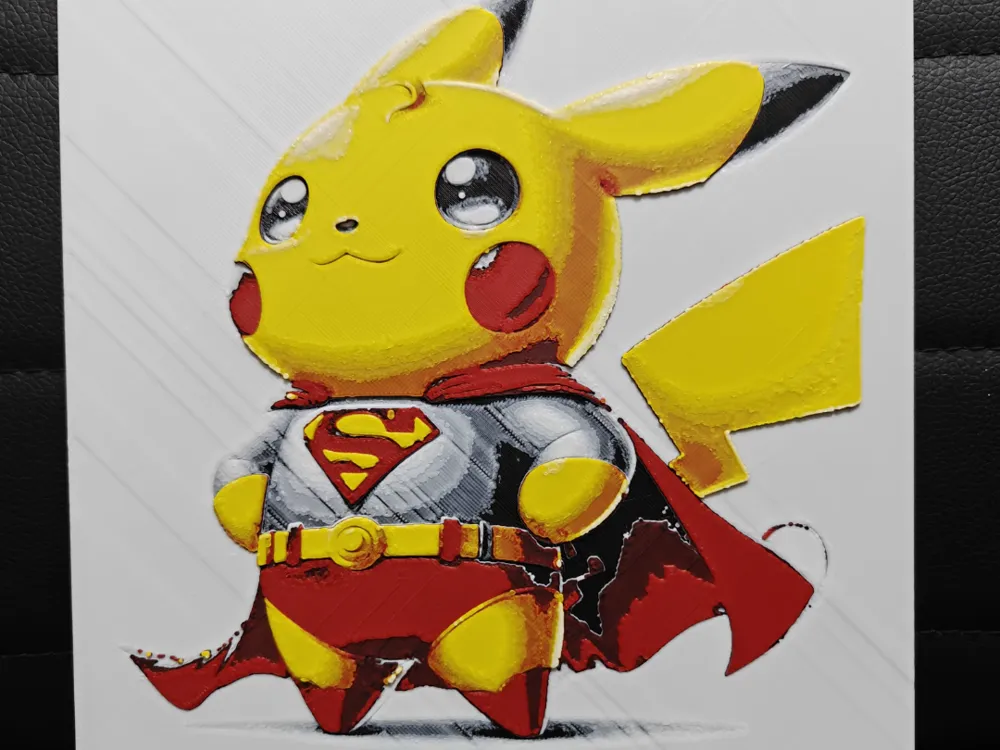 HueForge model: Pikachu Superman by TheHueforgeLady