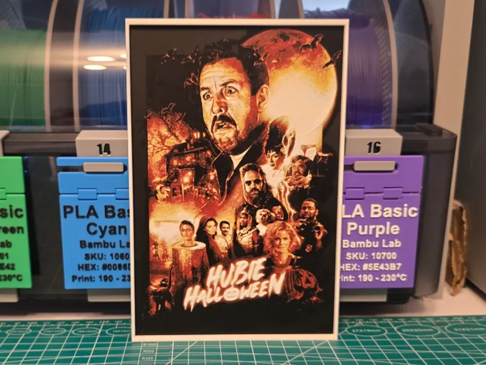 Hubie Halloween Movie Poster - Hueforge Art by Lumpy3D HueForge model: Hubie Halloween Movie Poster - Hueforge Art by Lumpy3D