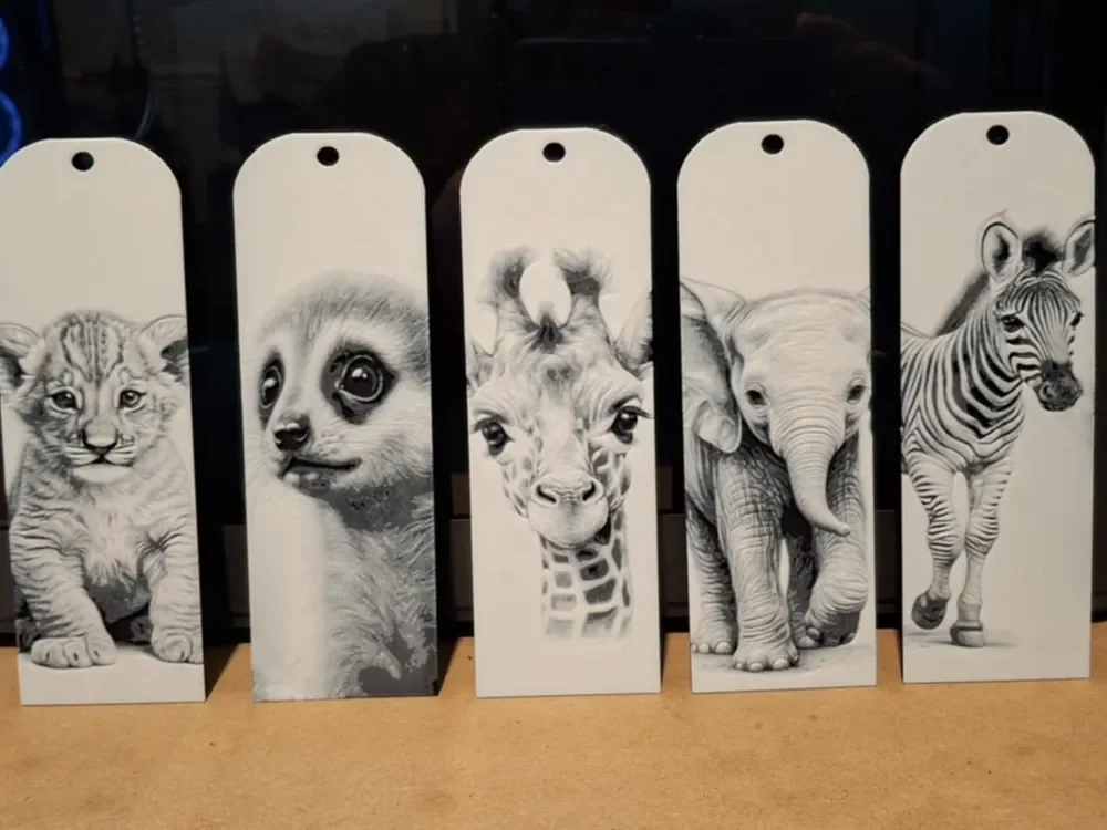 set 1 - Jungle animal bookmarks - greyscale by 3dGlow HueForge model: set 1 - Jungle animal bookmarks - greyscale by 3dGlow