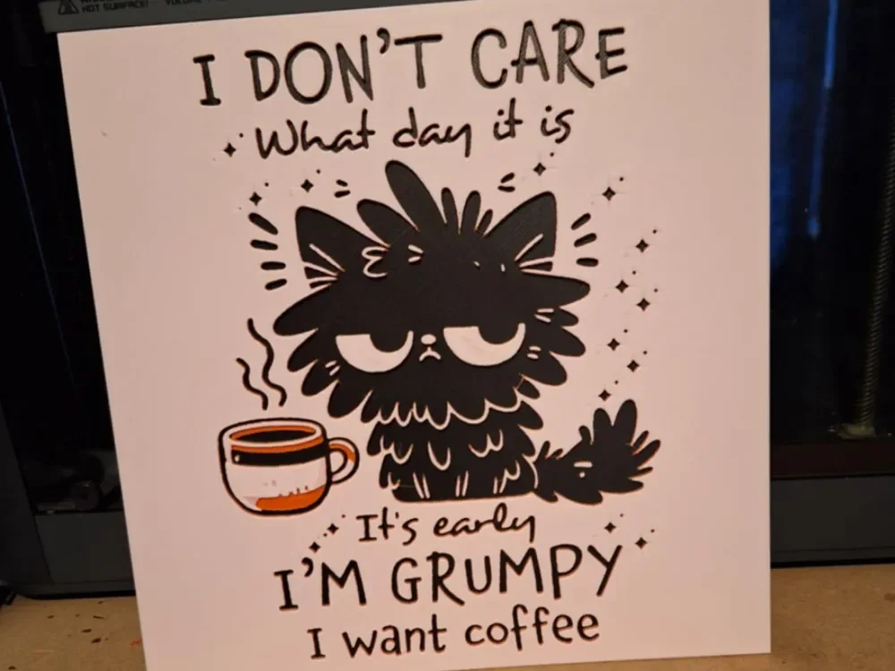 Grumpy Cat - Coffee - Sarcastic - Funny - Hueforge by 3dGlow HueForge model: Grumpy Cat - Coffee - Sarcastic - Funny - Hueforge by 3dGlow