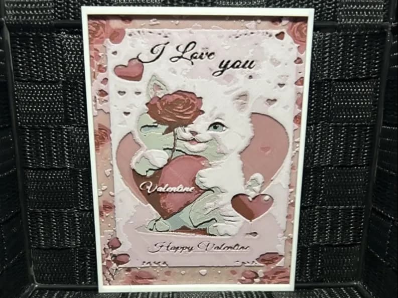 HueForge model: Hueforge Greeting Card - Cat I Love You - by JoDau