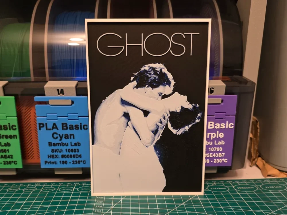 Ghost Movie Poster - Hueforge Art by Lumpy3D HueForge model: Ghost Movie Poster - Hueforge Art by Lumpy3D