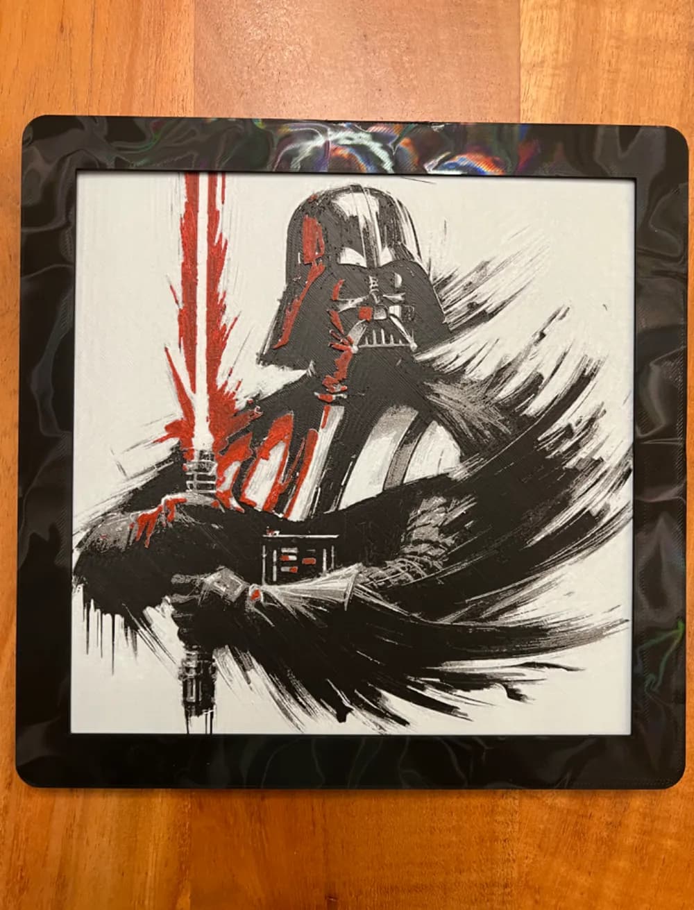 Darth Vader with Red Lightsaber by JustBe 3D Printing HueForge model: Darth Vader with Red Lightsaber by JustBe 3D Printing