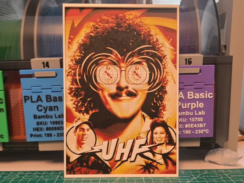 UHF Movie Poster - Hueforge Art by Lumpy3D HueForge model: UHF Movie Poster - Hueforge Art by Lumpy3D