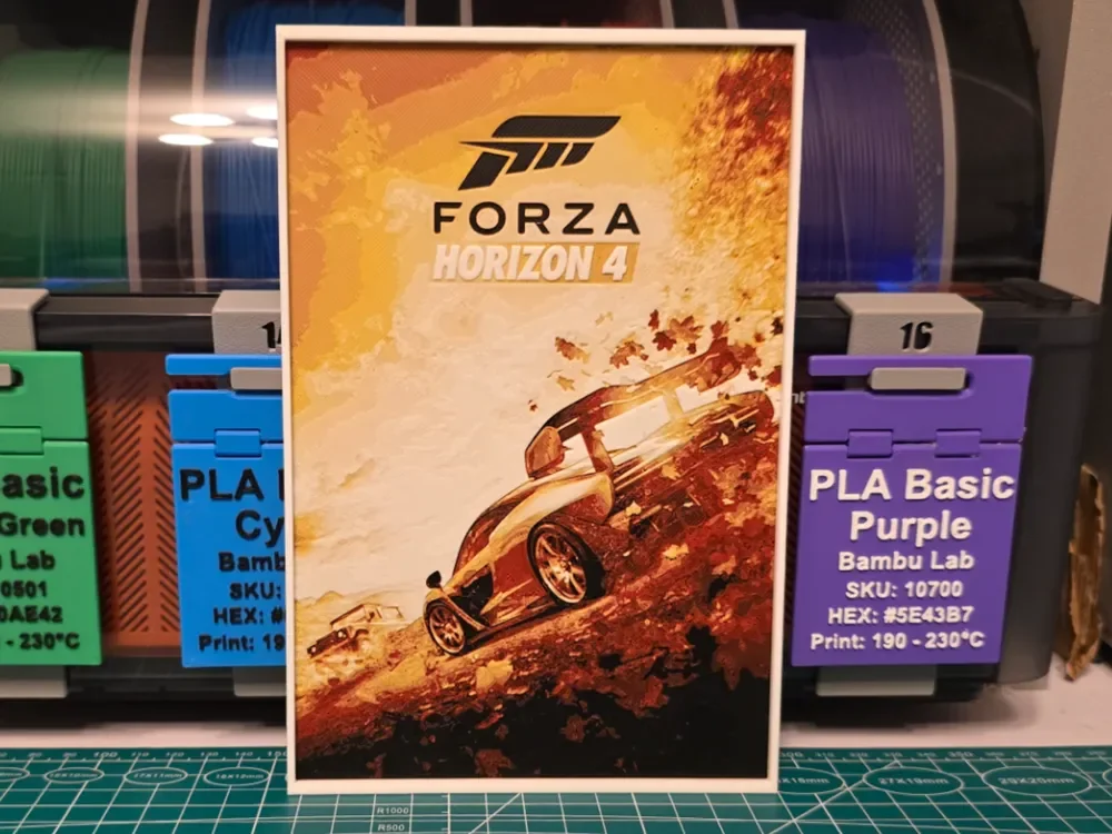 Forza Horizon 4 Game Poster - Hueforge Art by Lumpy3D HueForge model: Forza Horizon 4 Game Poster - Hueforge Art by Lumpy3D