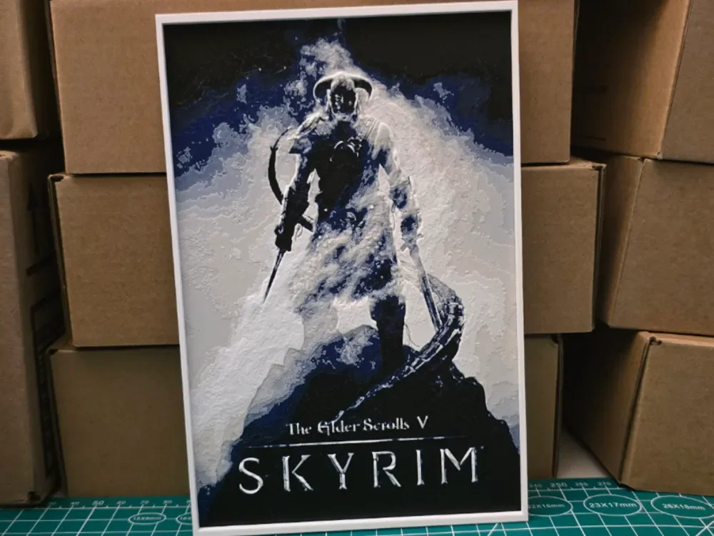 The Elder Scrolls V: Skyrim Poster - Hueforge Art by Lumpy3D HueForge model: The Elder Scrolls V: Skyrim Poster - Hueforge Art by Lumpy3D