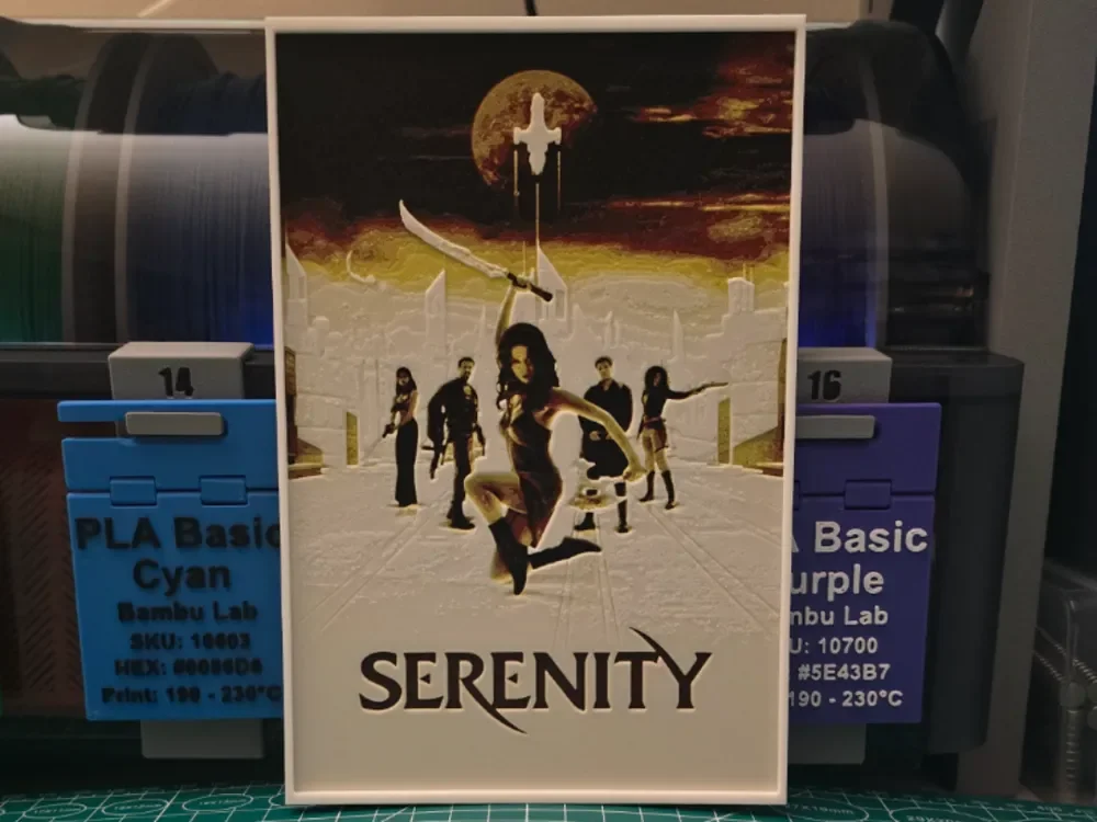 Serenity Movie Poster - Hueforge Art by Lumpy3D HueForge model: Serenity Movie Poster - Hueforge Art by Lumpy3D