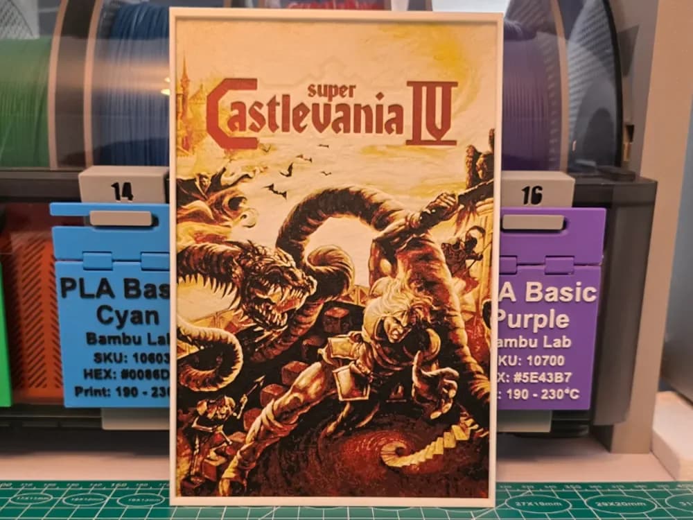 Super Castlevania IV Game Poster - Hueforge Art by Lumpy3D HueForge model: Super Castlevania IV Game Poster - Hueforge Art by Lumpy3D