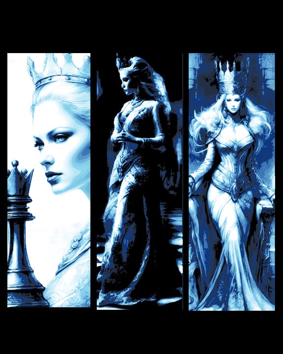 Visions of the Ice Queen - Strategy and Cunning - Set of 3 Bookmarks by BooneCo3d HueForge model: Visions of the Ice Queen - Strategy and Cunning - Set of 3 Bookmarks by BooneCo3d