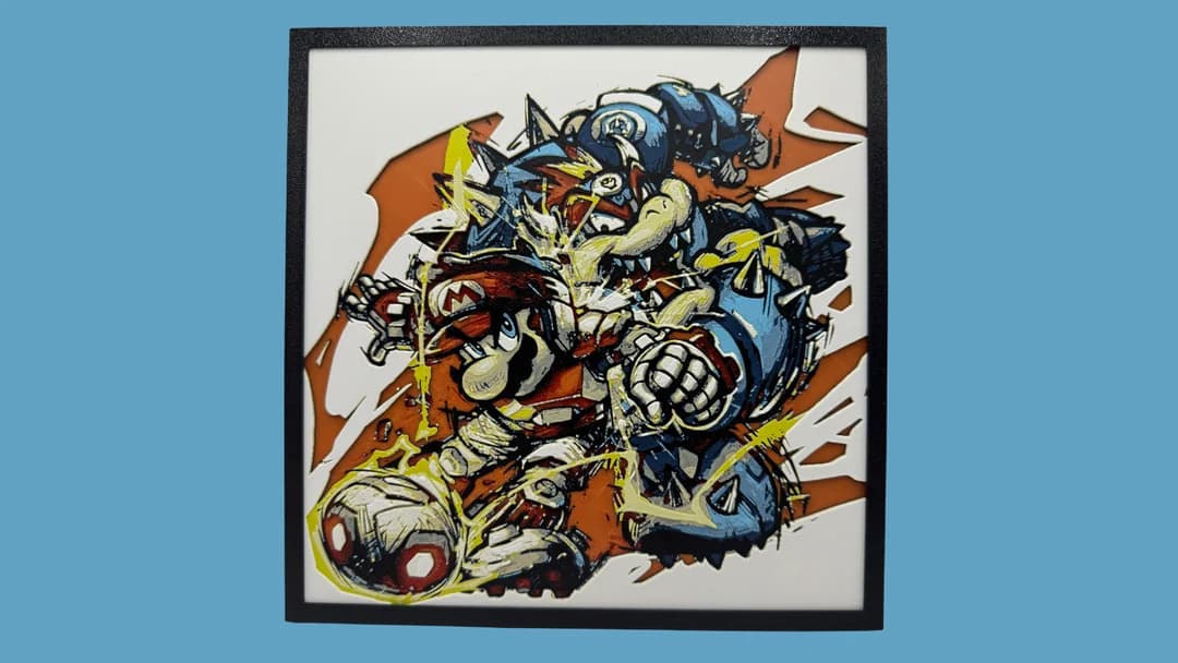 HueForge model: Super Mario Strikers - Mario & Bowser Hueforge by Canadian Gamer