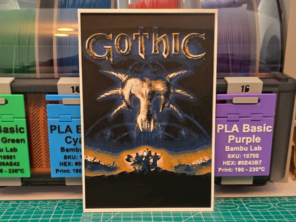 Gothic Game Poster - Hueforge Art by Lumpy3D HueForge model: Gothic Game Poster - Hueforge Art by Lumpy3D