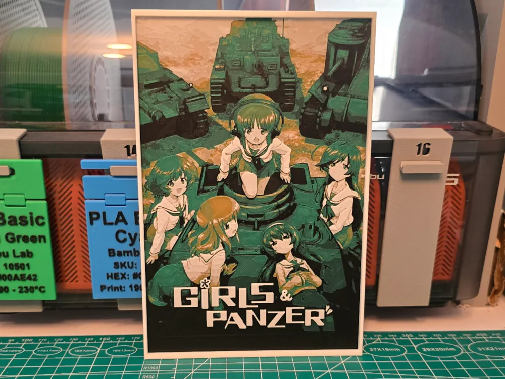 Girls und Panzer Anime Poster - Hueforge Art by Lumpy3D HueForge model: Girls und Panzer Anime Poster - Hueforge Art by Lumpy3D