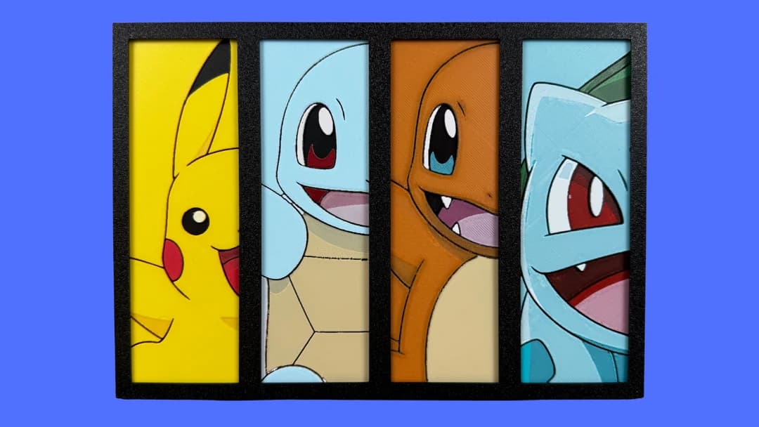 Pokemon Faces - Bookmark Set - Pikachu, Squirtle, Charmander, Bulbasaur by Canadian Gamer HueForge model: Pokemon Faces - Bookmark Set - Pikachu, Squirtle, Charmander, Bulbasaur by Canadian Gamer