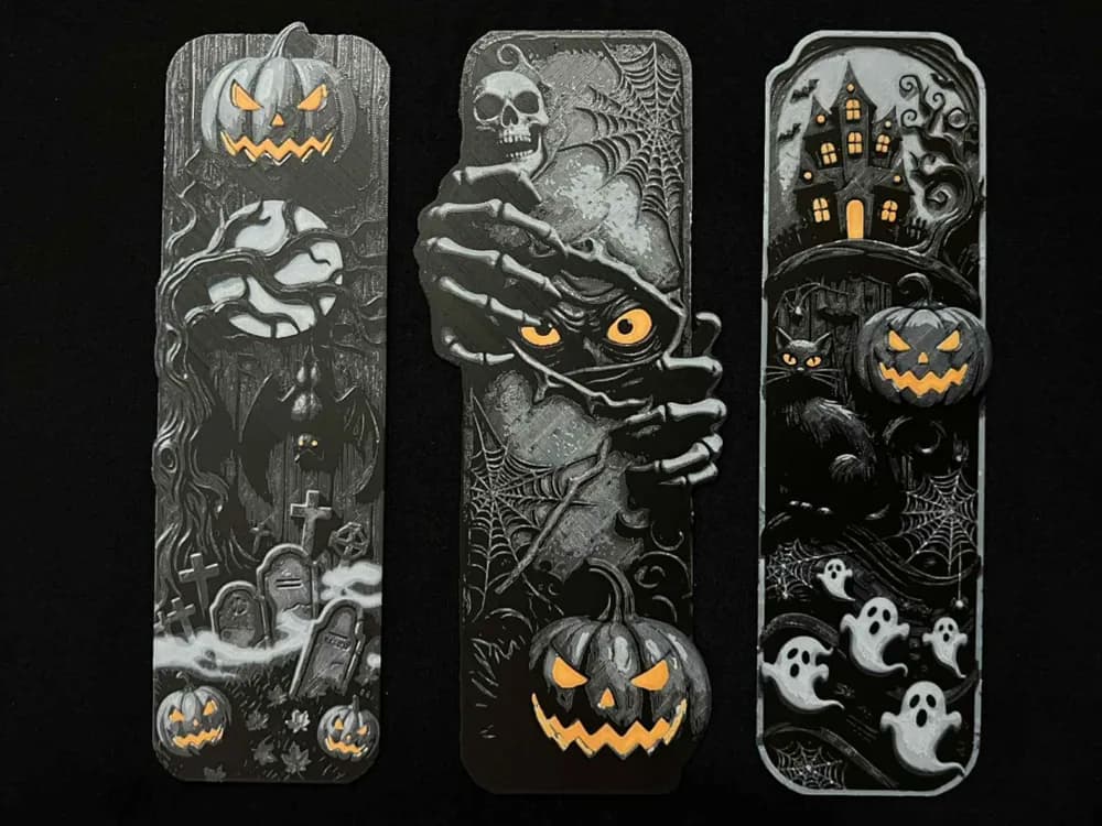 Halloween Bookmark Set by 3djd HueForge model: Halloween Bookmark Set by 3djd
