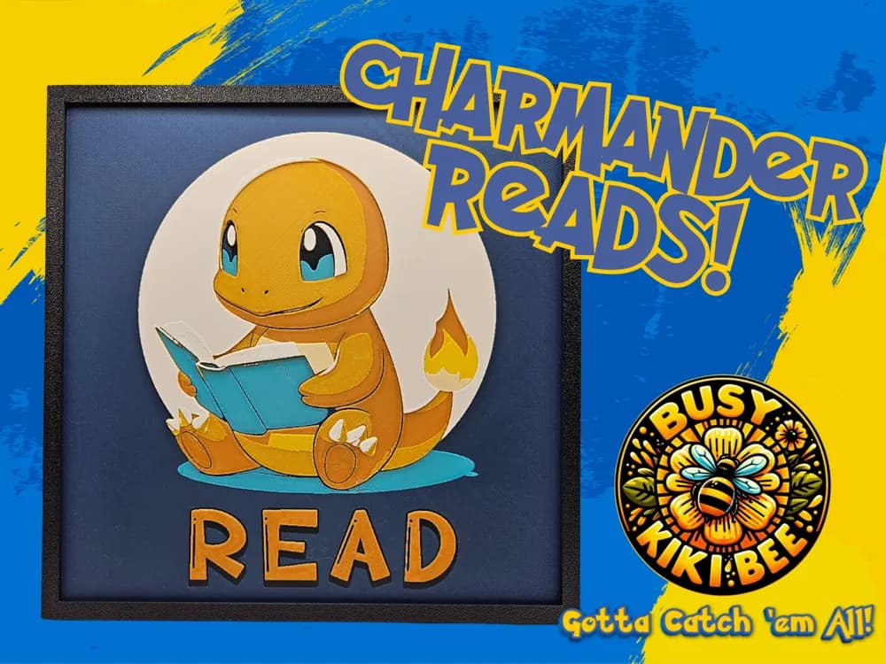 Charmander Reads - Pokemon Reads Collection by BusyKikiBee HueForge model: Charmander Reads - Pokemon Reads Collection by BusyKikiBee