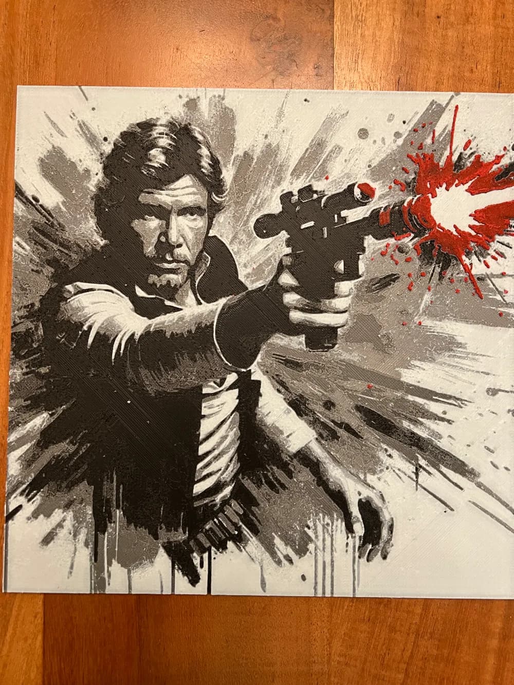 Han Solo With Red Blaster Fire by JustBe 3D Printing HueForge model: Han Solo With Red Blaster Fire by JustBe 3D Printing
