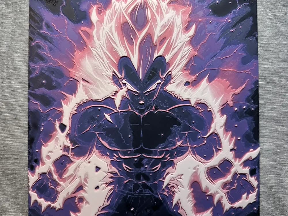 HueForge model: Vegeta Ultra Ego Silhouette Hueforge by Hey Ben