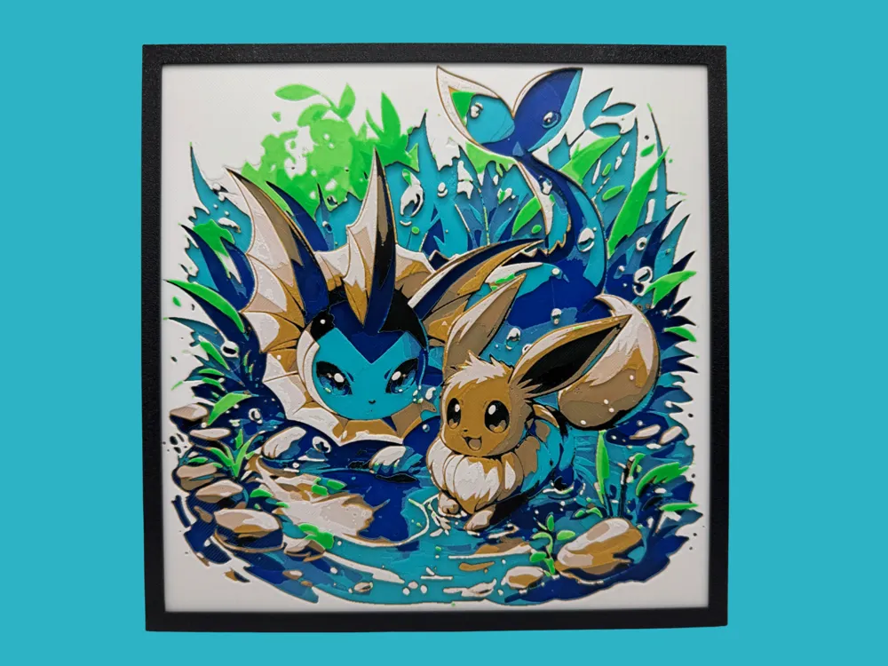 Eevee & Vaporeon by Canadian Gamer HueForge model: Eevee & Vaporeon by Canadian Gamer