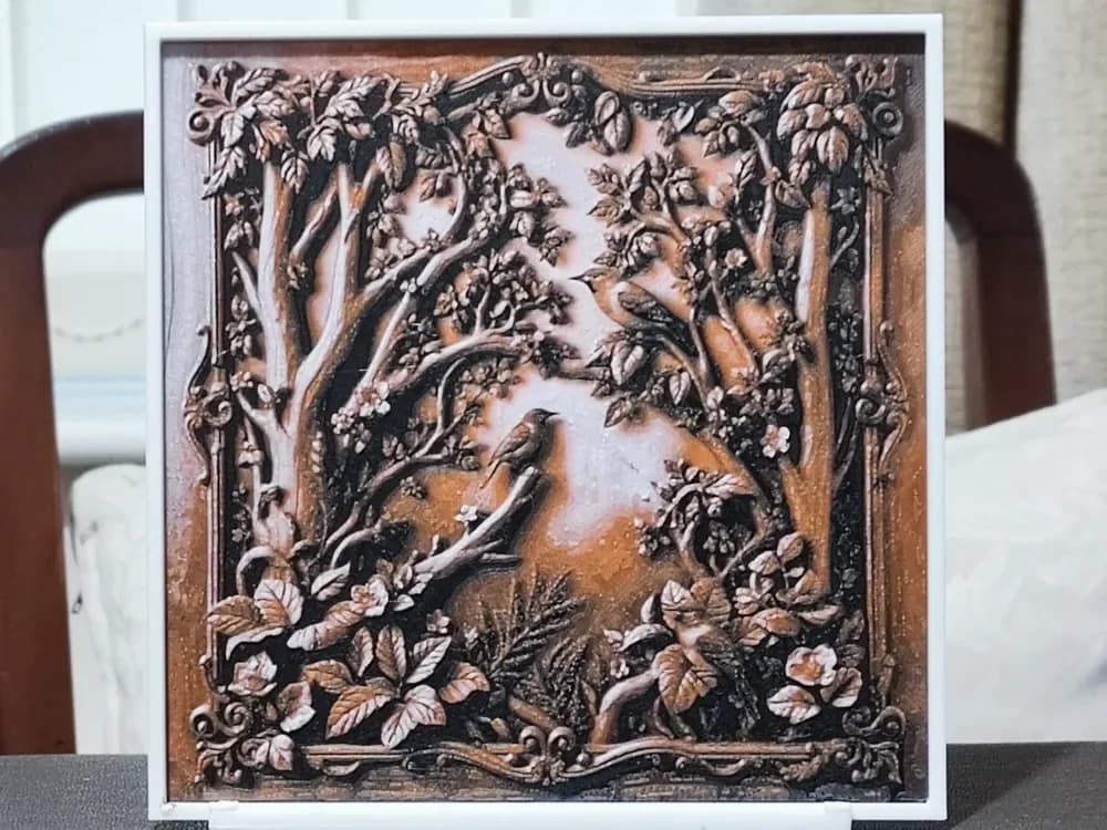 HueForge model: Wood Carving Birds In Branches - HueForge 3 Color by BoDad