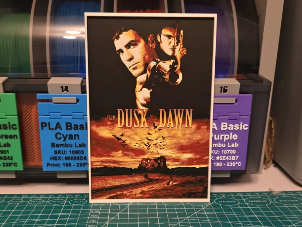 From Dusk Till Dawn Movie Poster - Hueforge Art by Lumpy3D HueForge model: From Dusk Till Dawn Movie Poster - Hueforge Art by Lumpy3D