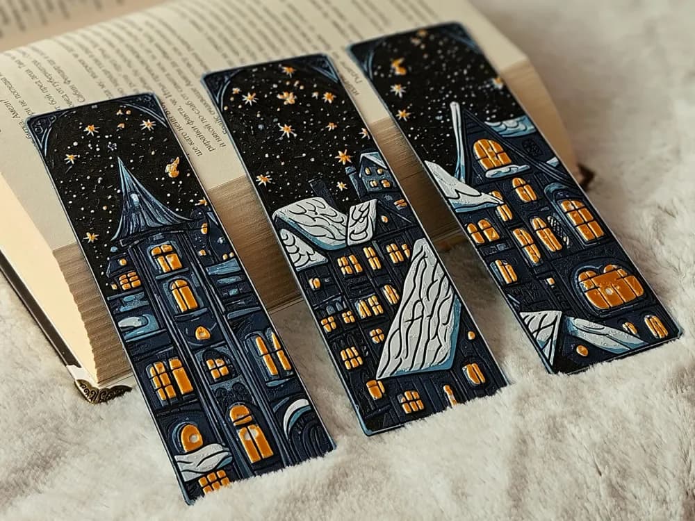 Winter Glow - Cozy Christmas Bookmarks Set by C3D HueForge model: Winter Glow - Cozy Christmas Bookmarks Set by C3D