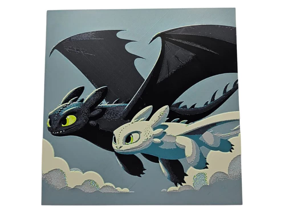 HueForge model: Toothless & Light Fury (How To Train Your Dragon) by BusyKikiBee