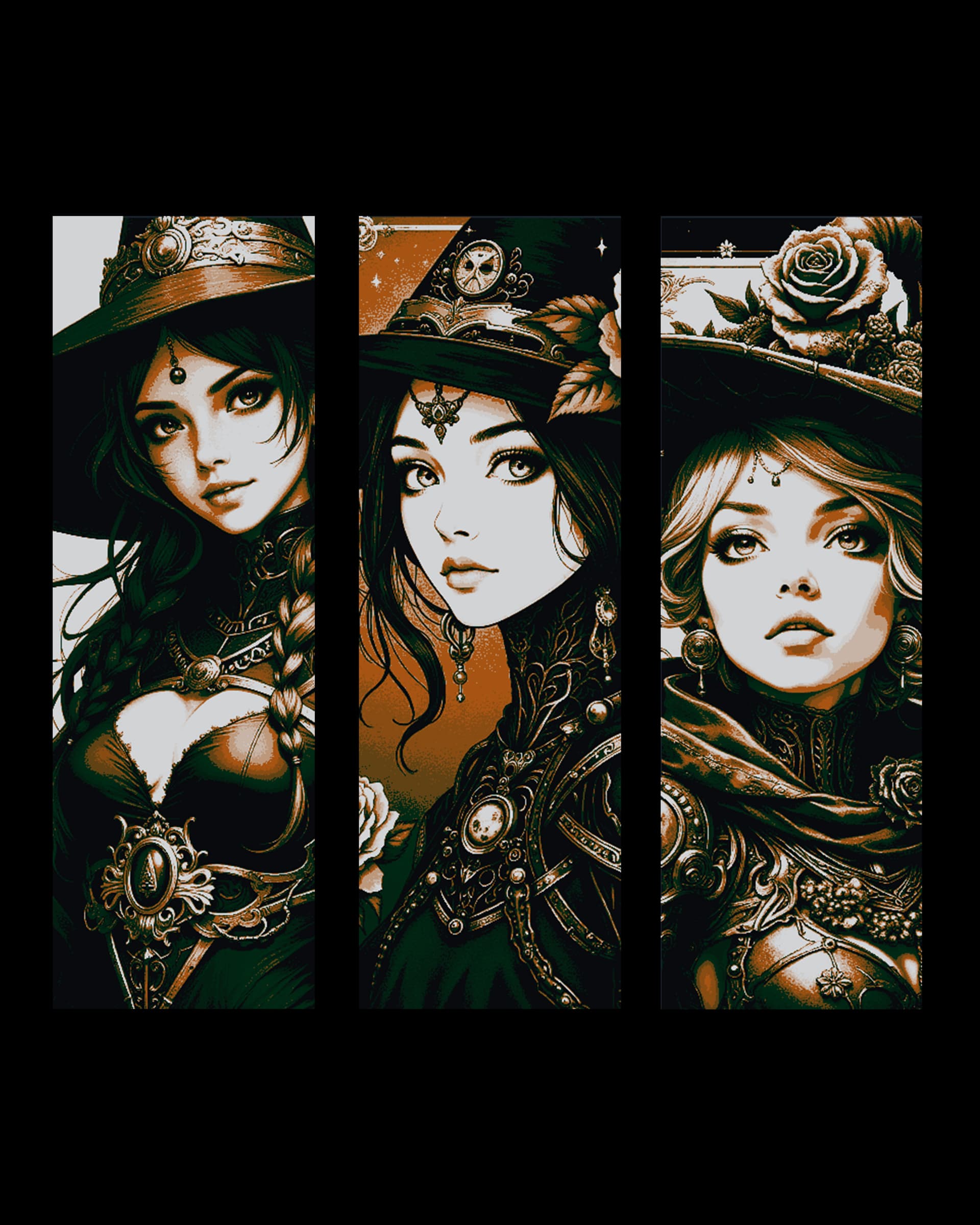 victorian fashion is high style for halloween and for witches - set of bookmarks victorian fashion is high style for halloween and for witches - set of bookmarks