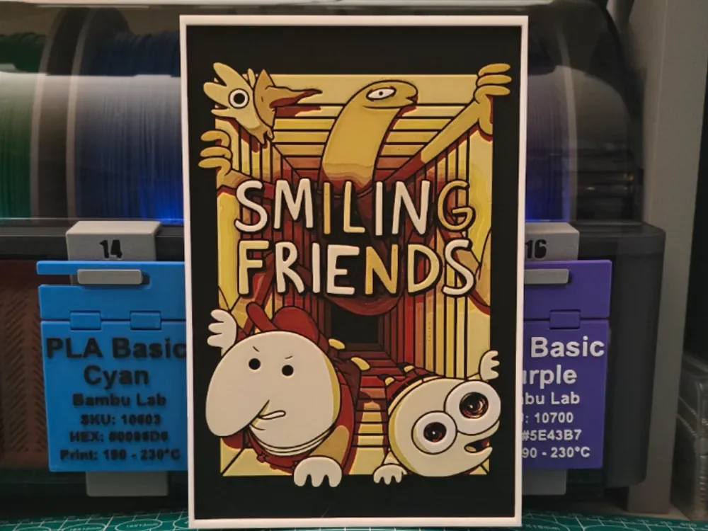 Smiling Friends Poster - Hueforge Art by Lumpy3D HueForge model: Smiling Friends Poster - Hueforge Art by Lumpy3D