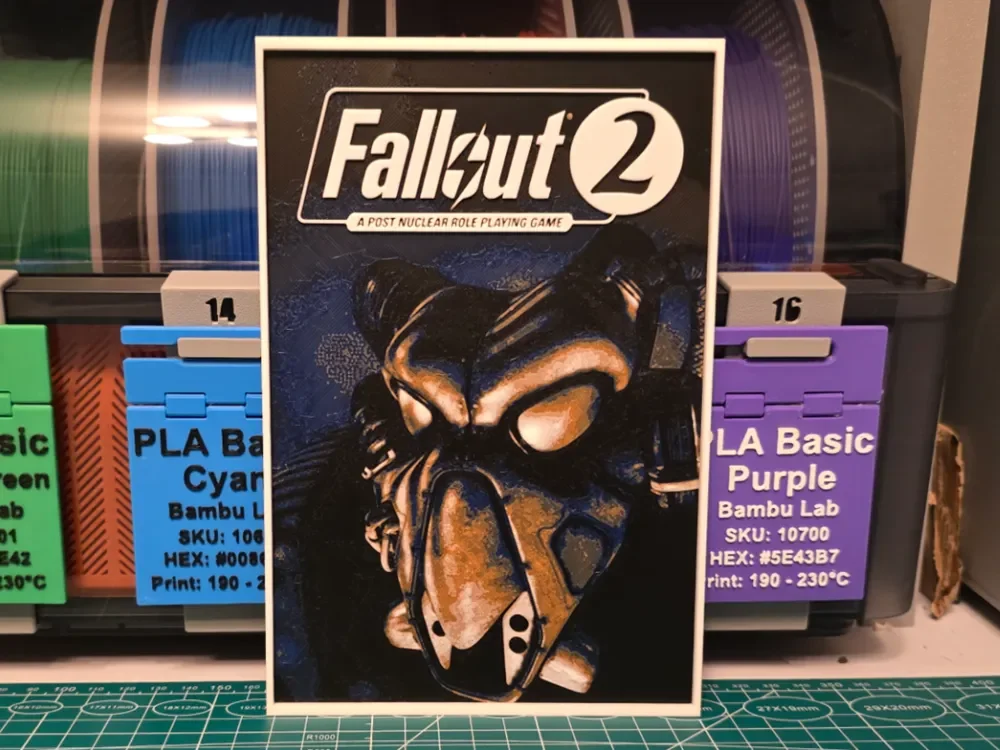 Fallout 2 Game Poster - Hueforge Art by Lumpy3D HueForge model: Fallout 2 Game Poster - Hueforge Art by Lumpy3D