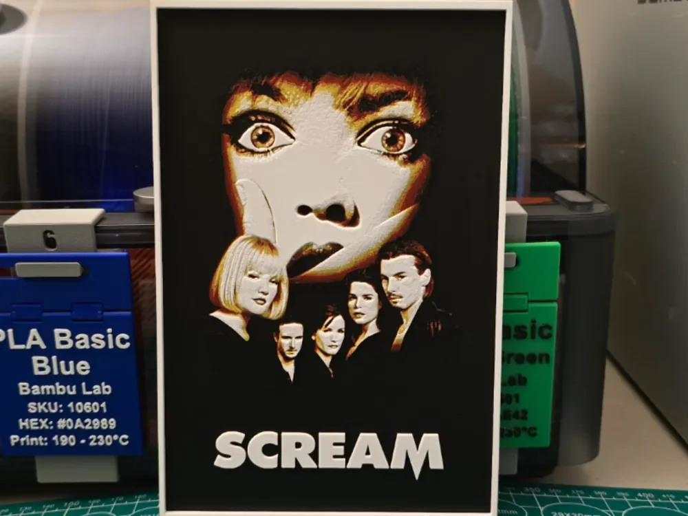 Scream Movie Poster -Hueforge Art by Lumpy3D HueForge model: Scream Movie Poster -Hueforge Art by Lumpy3D