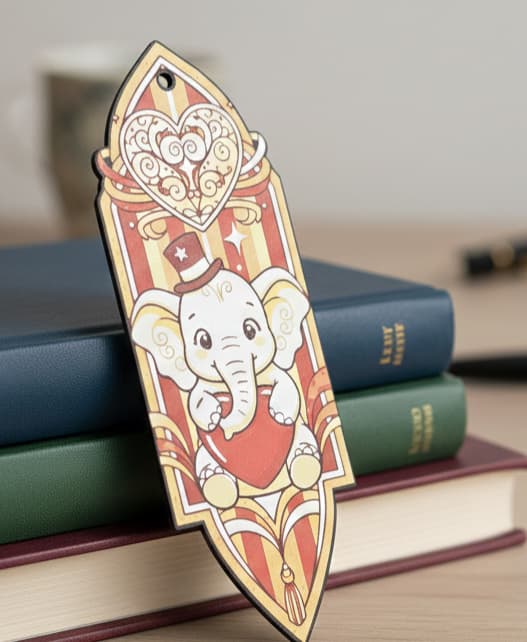 Valentines Day Bookmark - Elephant2 - Hueforge - 4 colors