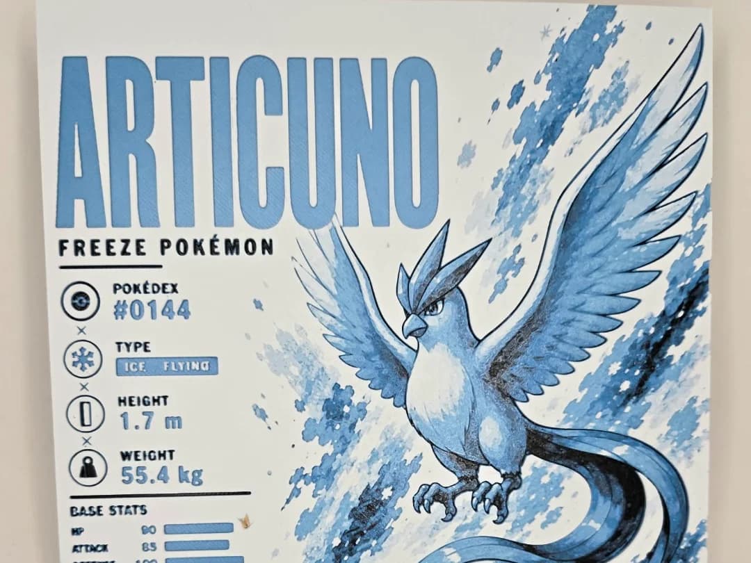Articuno Infographic Hueforge by 3Ree Printing HueForge model: Articuno Infographic Hueforge by 3Ree Printing