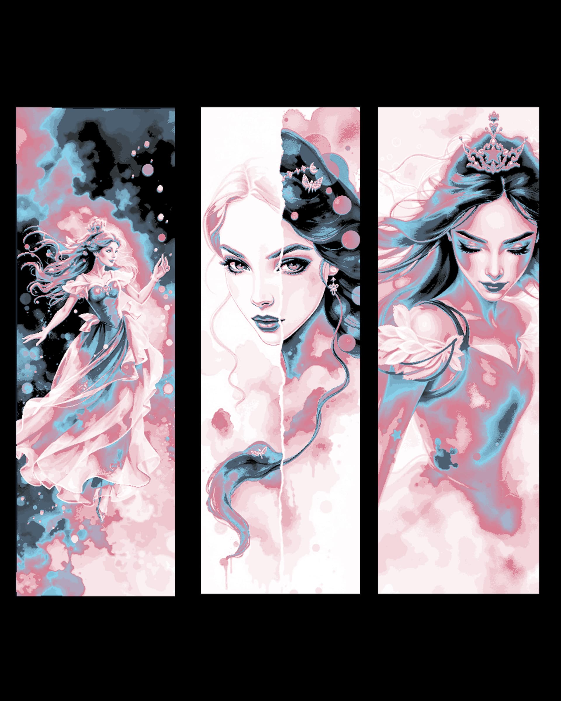 Artistic depictions of a royal princess - set of bookmarks by BooneCo3d HueForge model: Artistic depictions of a royal princess - set of bookmarks by BooneCo3d