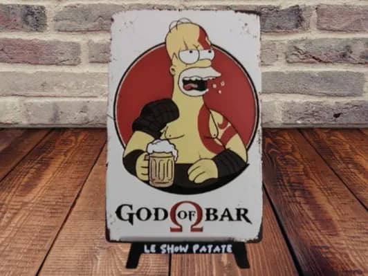 Plaque hueforge Simpson X God of war "god of bar" by leshowpatate HueForge model: Plaque hueforge Simpson X God of war "god of bar" by leshowpatate