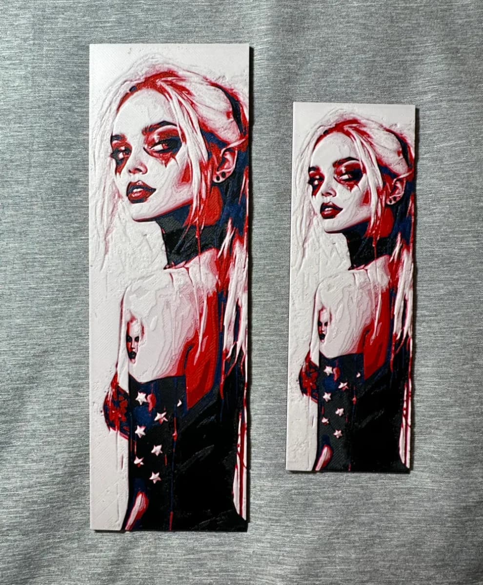 HueForge model: Harley Quinn Hueforge Bookmark - 2 sizes by Hey Ben