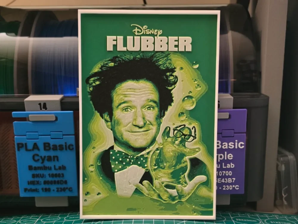 Flubber Movie Poster - Hueforge Art by Lumpy3D HueForge model: Flubber Movie Poster - Hueforge Art by Lumpy3D