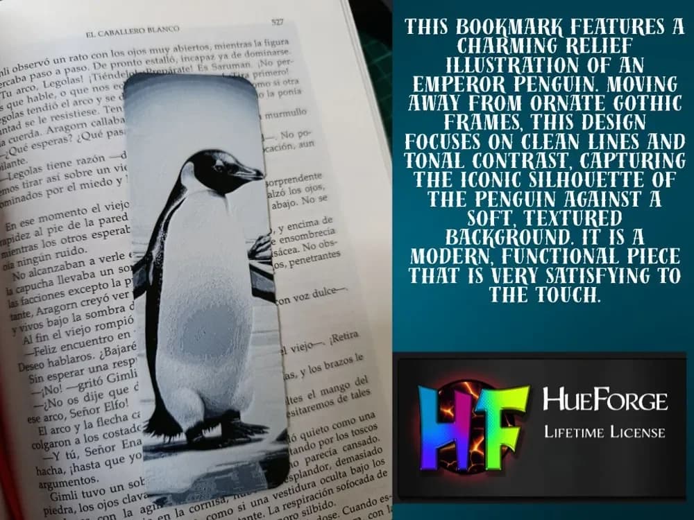 Penguin Bookmark by FYTY112 HueForge model: Penguin Bookmark by FYTY112