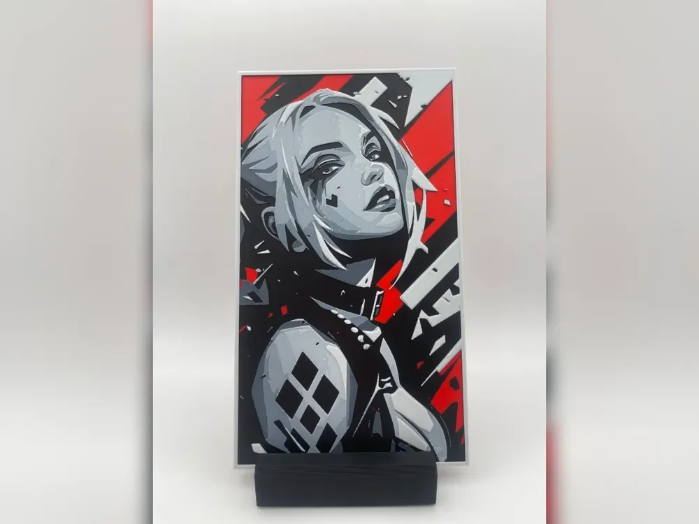 Harley Quinn Graphic Portrait Hueforge Print Harley Quinn Graphic Portrait Hueforge Print