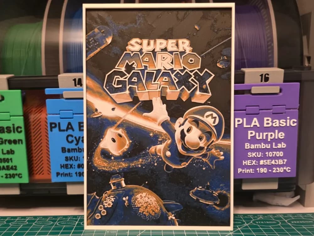 Super Mario Galaxy Poster - Hueforge Art by Lumpy3D HueForge model: Super Mario Galaxy Poster - Hueforge Art by Lumpy3D