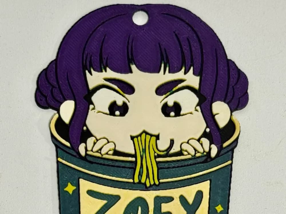 KPop Demon Hunters Zoey Noodles Christmas Ornament by Strata Prints HueForge model: KPop Demon Hunters Zoey Noodles Christmas Ornament by Strata Prints