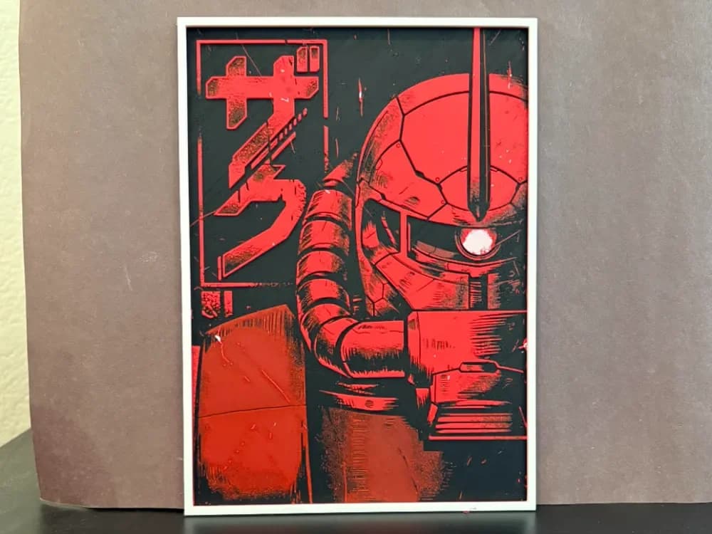 Gundam Zaku II Hueforge by Estiv HueForge model: Gundam Zaku II Hueforge by Estiv