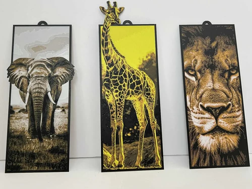 African Wildlife - Bookmark Collection by 3djd HueForge model: African Wildlife - Bookmark Collection by 3djd