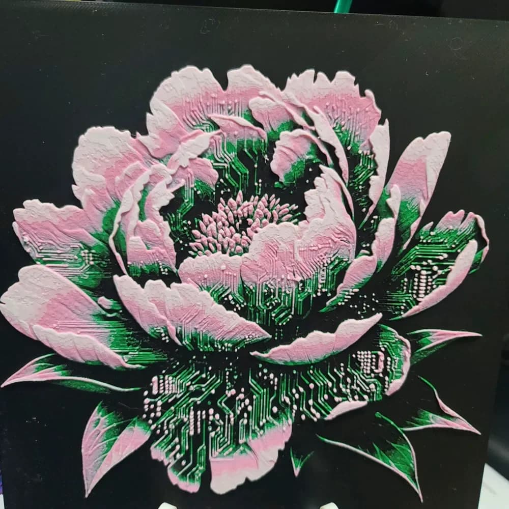 Electric Peony by the_bearded_jedi HueForge model: Electric Peony by the_bearded_jedi