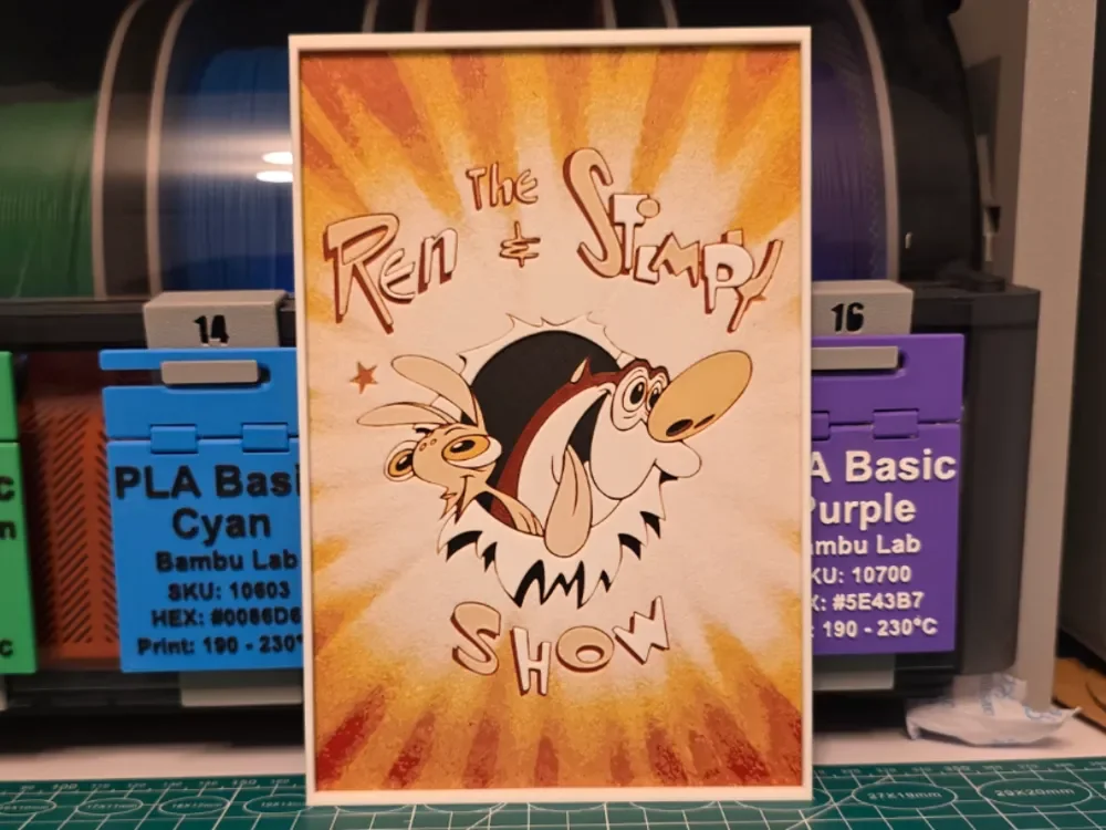 The Ren & Stimpy Show Poster - Hueforge Art by Lumpy3D HueForge model: The Ren & Stimpy Show Poster - Hueforge Art by Lumpy3D